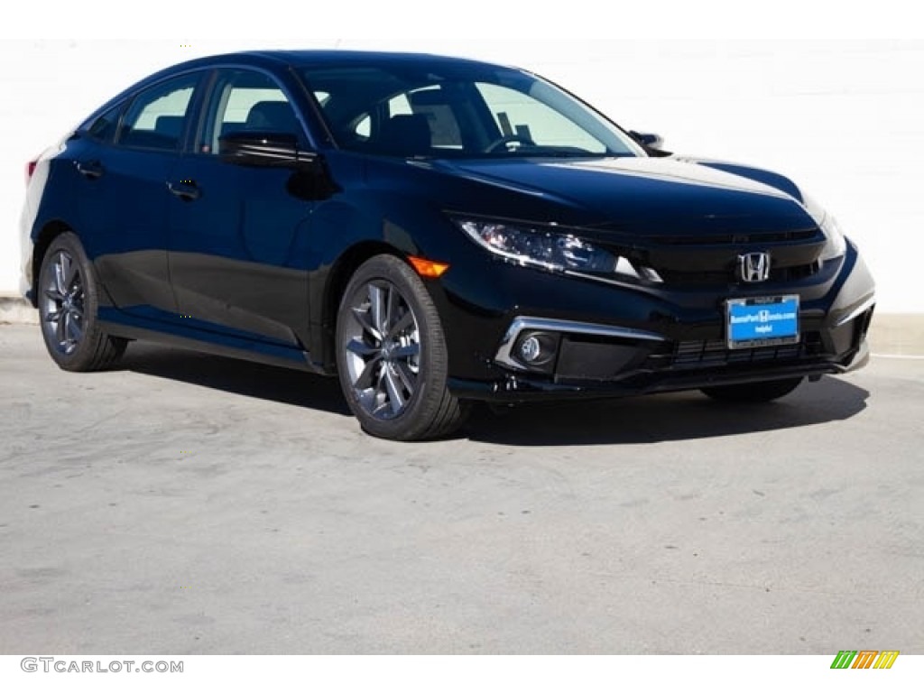 2019 Civic EX Sedan - Crystal Black Pearl / Black photo #1