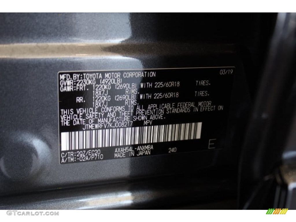 2019 RAV4 Color Code 2QZ for Magnetic Gray Metallic Photo #133219766