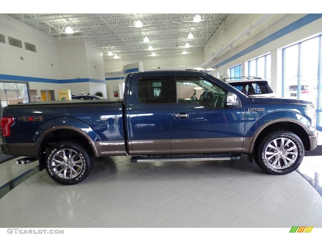 2016 F150 Lariat SuperCab 4x4 - Blue Jeans / Medium Light Camel photo #5