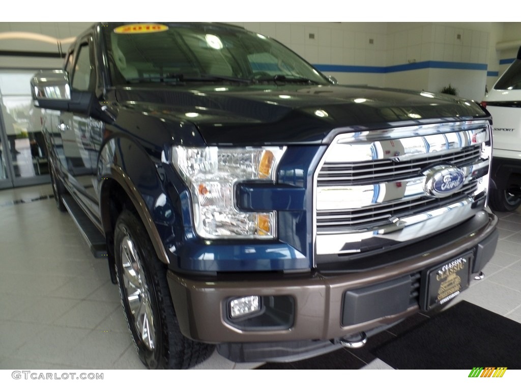 2016 F150 Lariat SuperCab 4x4 - Blue Jeans / Medium Light Camel photo #12