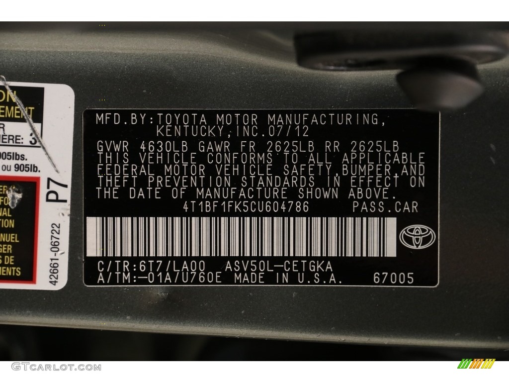 2012 Camry XLE - Cypress Green Pearl / Ivory photo #21