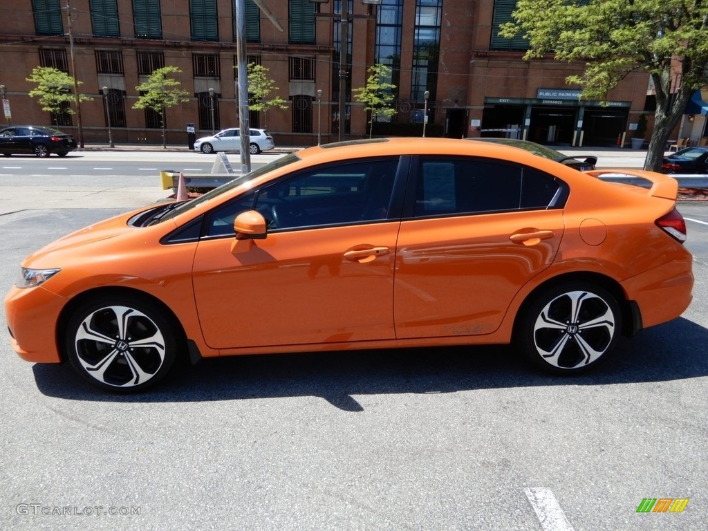 2014 Civic Si Sedan - Orange Fire Pearl / Black/Red photo #4