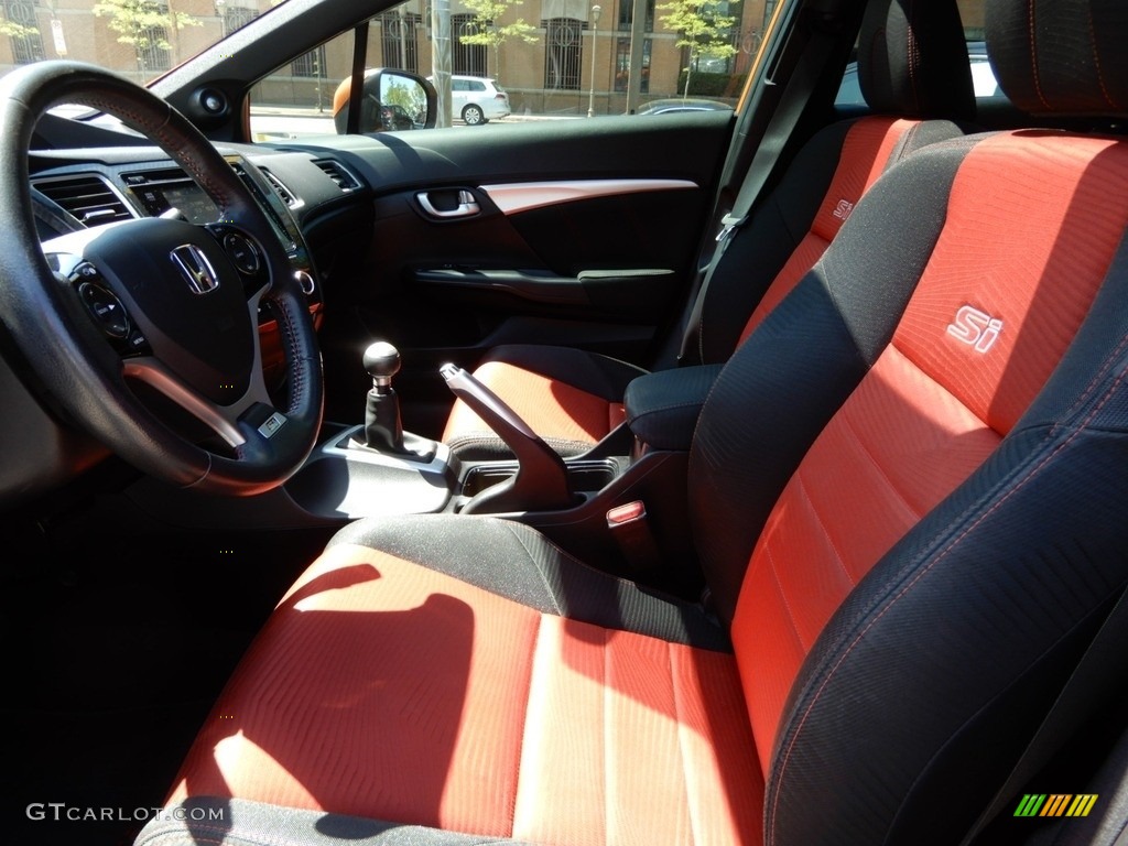 2014 Civic Si Sedan - Orange Fire Pearl / Black/Red photo #6