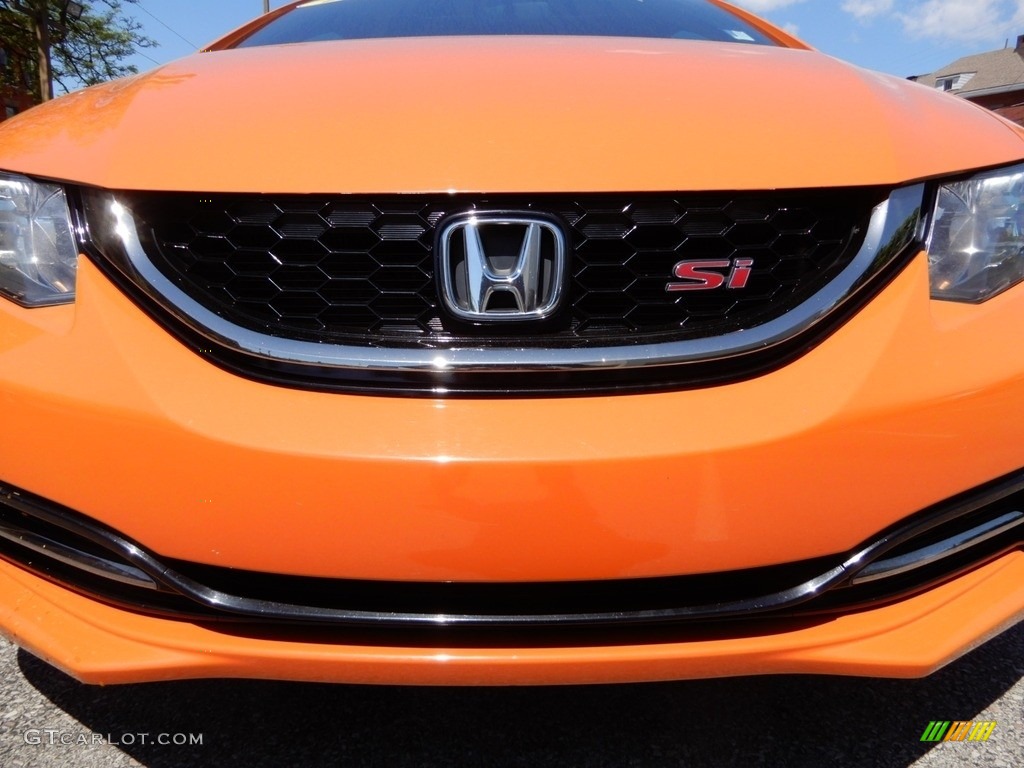 2014 Civic Si Sedan - Orange Fire Pearl / Black/Red photo #13