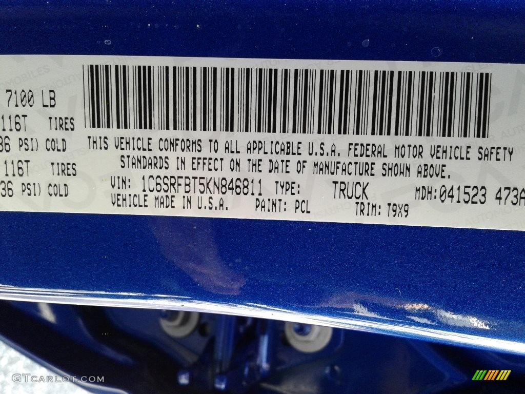 2019 1500 Color Code PCL for Blue Streak Pearl Photo #133237542