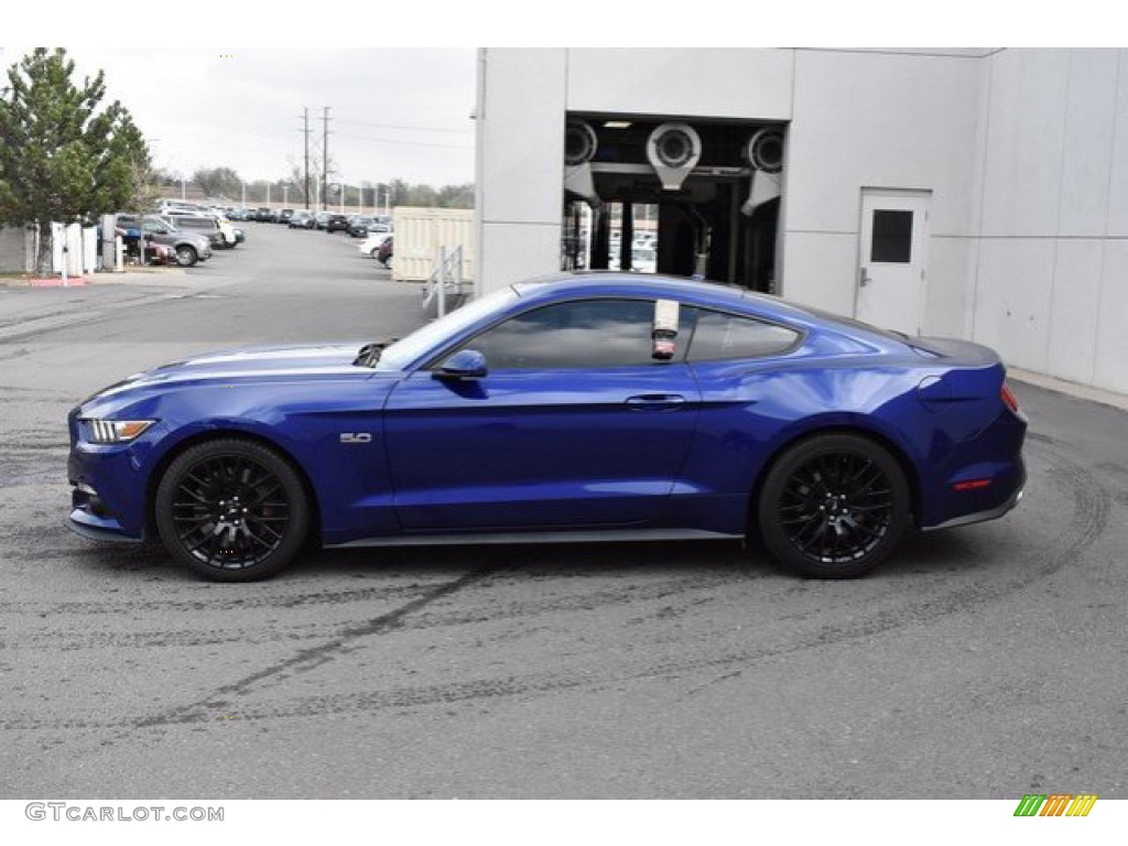 2016 Mustang GT Premium Coupe - Deep Impact Blue Metallic / California Special Ebony Black/Miko Suede photo #3