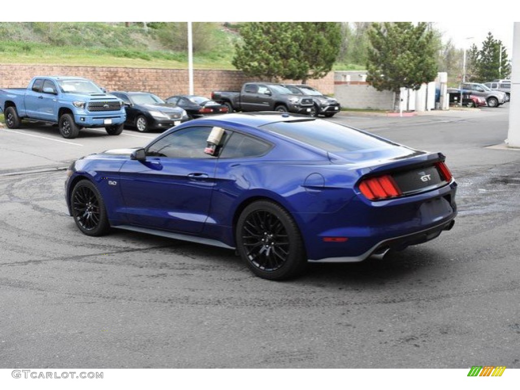 2016 Mustang GT Premium Coupe - Deep Impact Blue Metallic / California Special Ebony Black/Miko Suede photo #4
