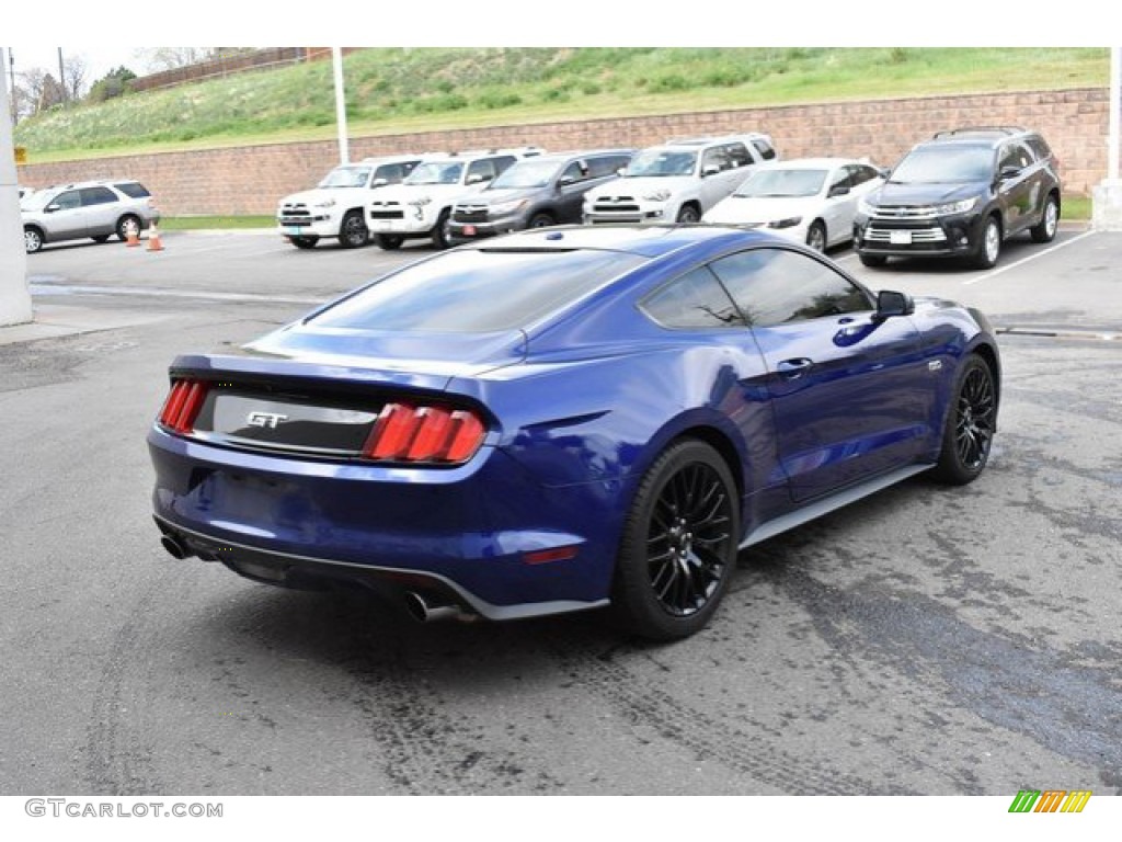 2016 Mustang GT Premium Coupe - Deep Impact Blue Metallic / California Special Ebony Black/Miko Suede photo #6