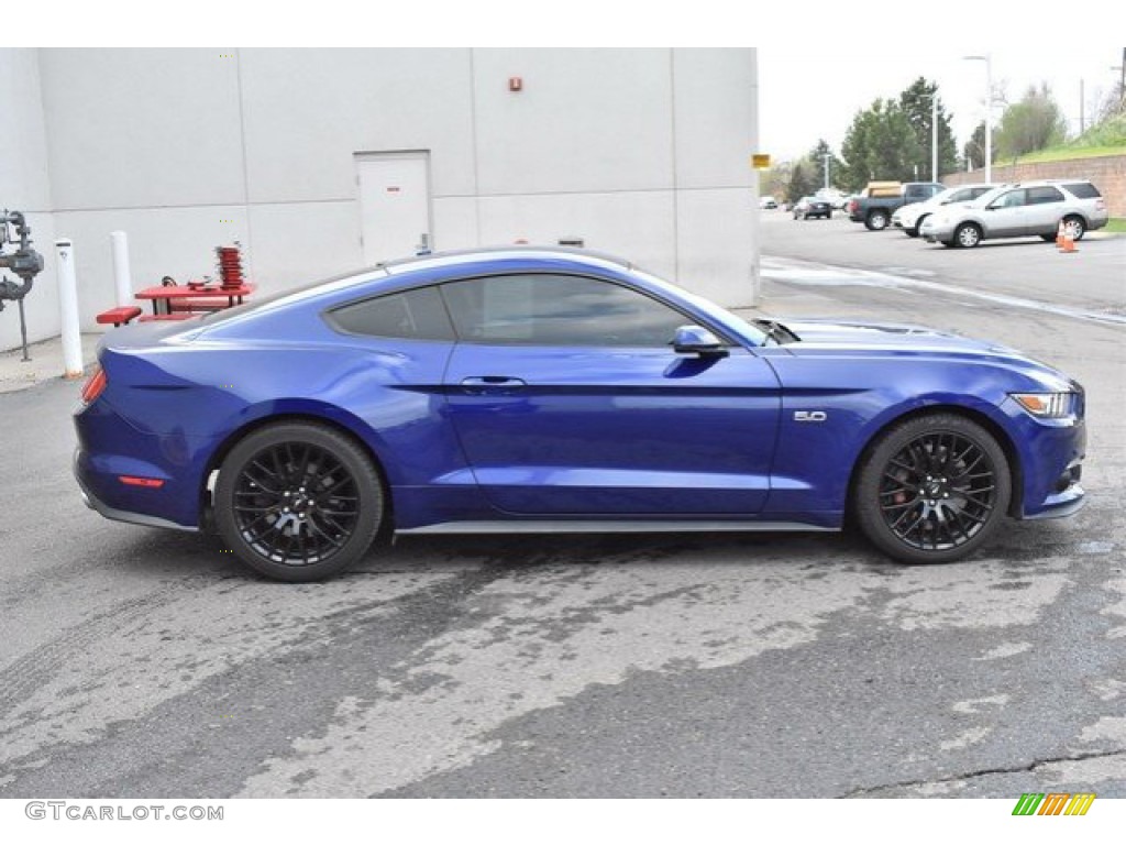 2016 Mustang GT Premium Coupe - Deep Impact Blue Metallic / California Special Ebony Black/Miko Suede photo #7