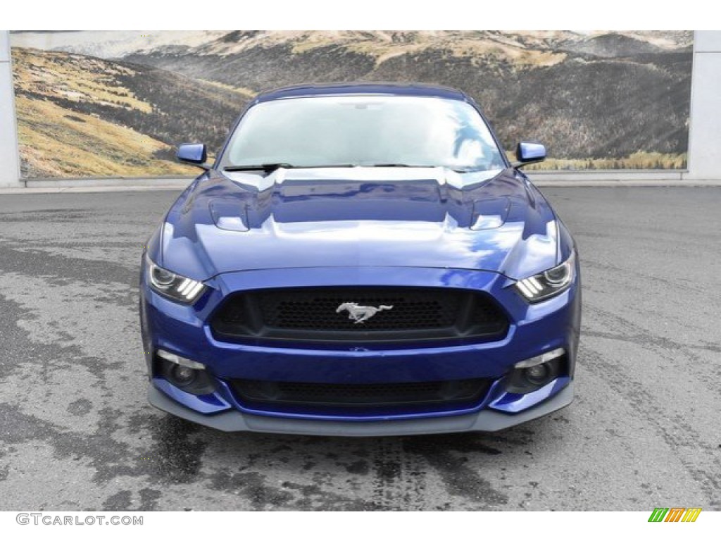 2016 Mustang GT Premium Coupe - Deep Impact Blue Metallic / California Special Ebony Black/Miko Suede photo #8