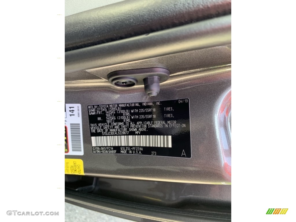 2020 Toyota Sienna LE AWD Color Code Photos