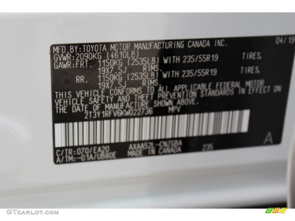 2019 RAV4 Limited - Blizzard White Pearl / Black photo #25