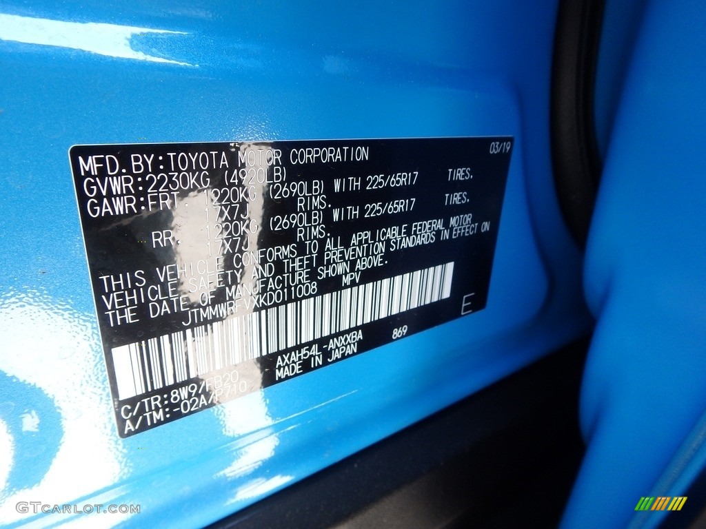 2019 RAV4 Color Code 8W9 for Blue Flame Photo #133258649