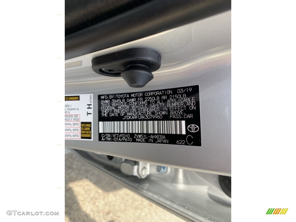 2019 Prius L Eco - Classic Silver Metallic / Moonstone photo #14