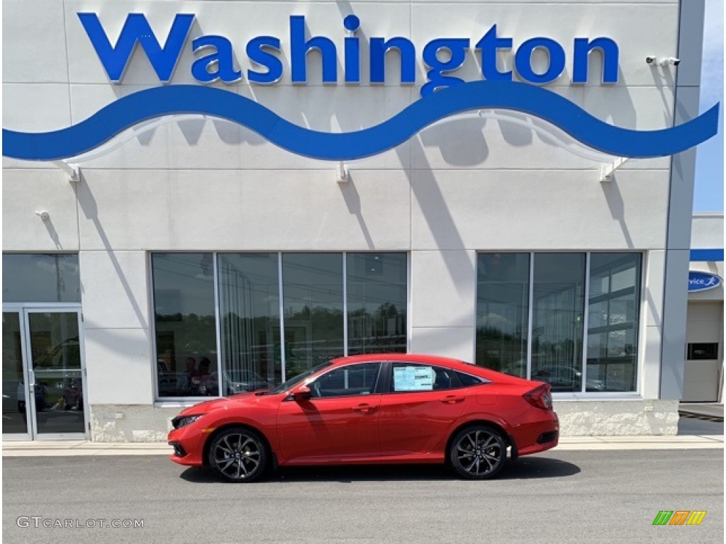 2019 Civic Sport Sedan - Rallye Red / Black photo #1