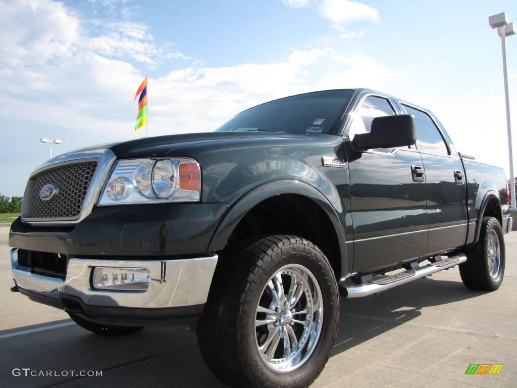 2004 F150 Lariat SuperCrew 4x4 - Aspen Green Metallic / Tan photo #3