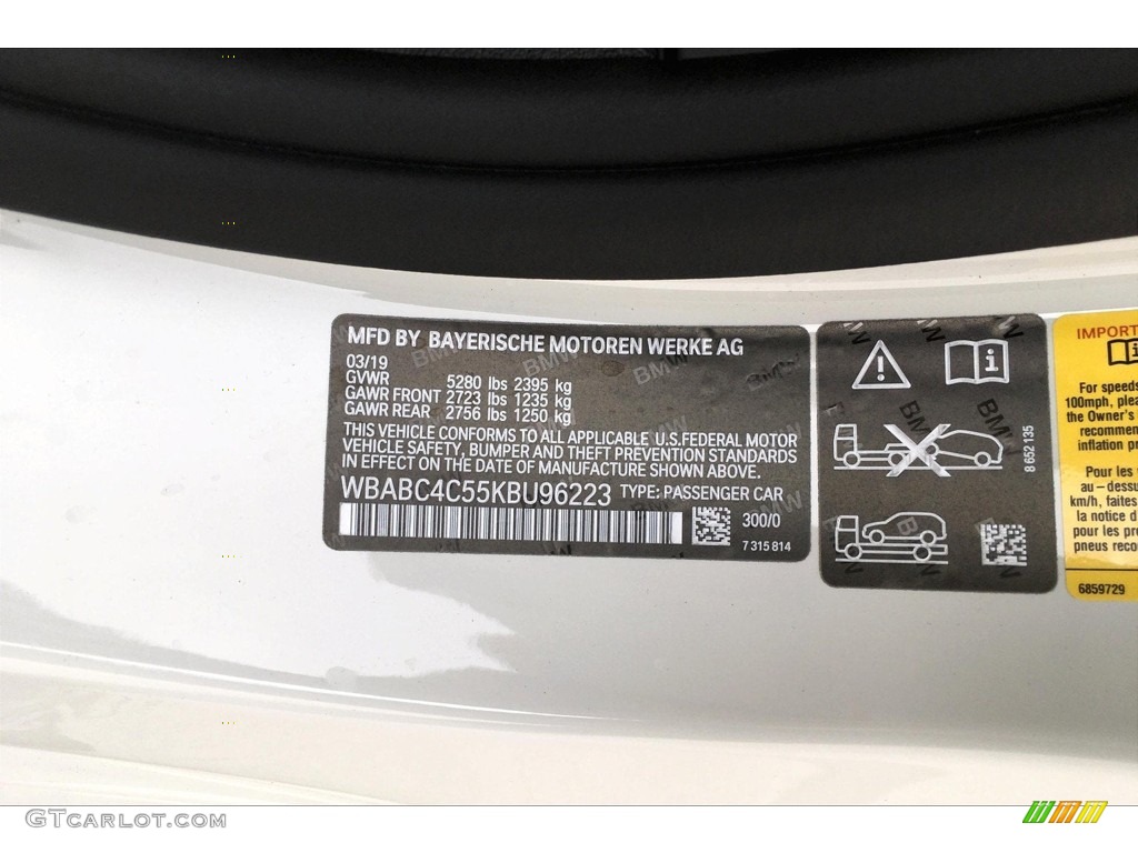 2019 8 Series Color Code 300 for Alpine White Photo #133280689