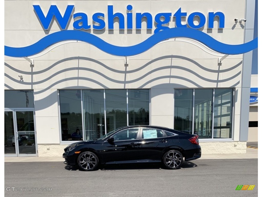 2019 Civic Sport Sedan - Crystal Black Pearl / Black photo #1