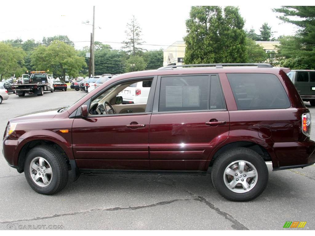 2007 Pilot EX 4WD - Dark Cherry Pearl / Saddle photo #9