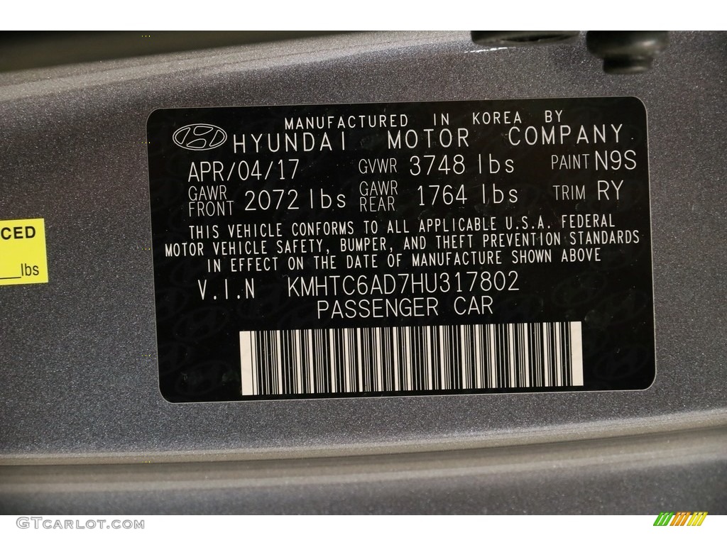 2017 Veloster Value Edition - Triathlon Gray / Black photo #14