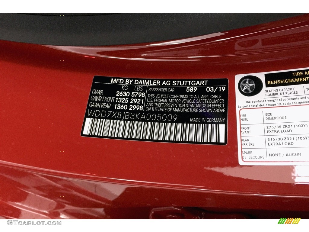 2019 AMG GT Color Code 589 for Jupiter Red Photo #133319205