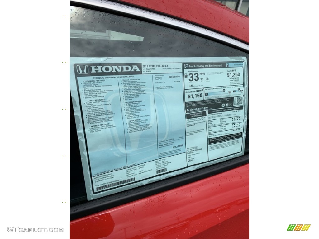 2019 Civic LX Sedan - Rallye Red / Black photo #15