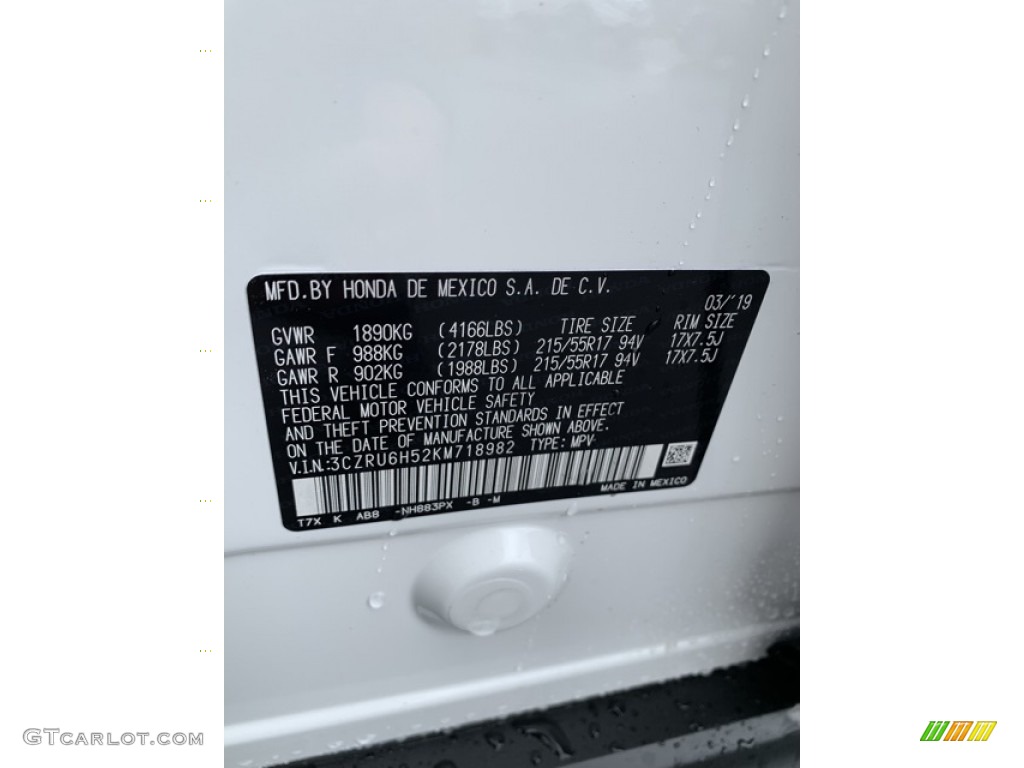 2019 HR-V EX AWD - Platinum White Pearl / Gray photo #14