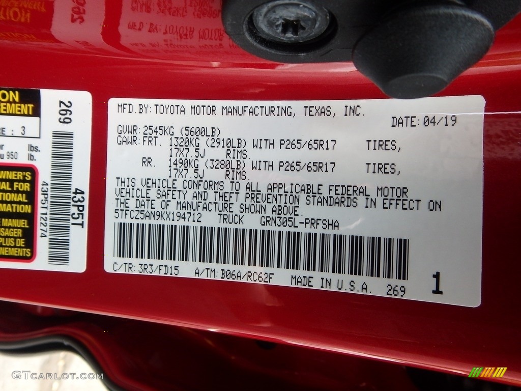 2019 Tacoma TRD Sport Double Cab 4x4 - Barcelona Red Metallic / Black photo #10
