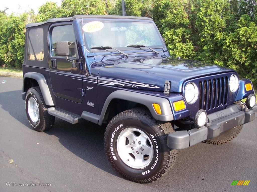 2002 Wrangler Sport 4x4 - Patriot Blue Pearl / Agate Black photo #7