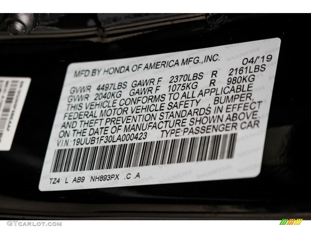 2020 Acura TLX Sedan Color Code Photos