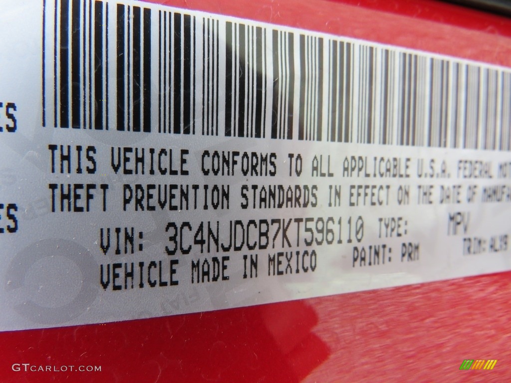 2019 Compass Color Code PRM for Red-Line Pearl Photo #133360703