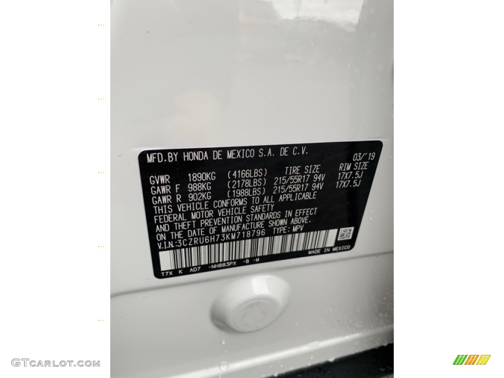 2019 HR-V EX-L AWD - Platinum White Pearl / Gray photo #14