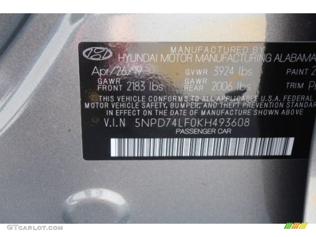 2019 Elantra SE - Machine Gray / Gray photo #22