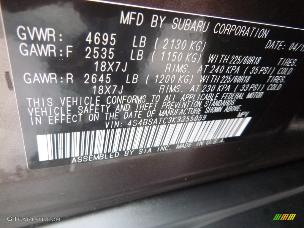 2019 Outback 2.5i Touring - Cinnamon Brown Pearl / Java Brown photo #14