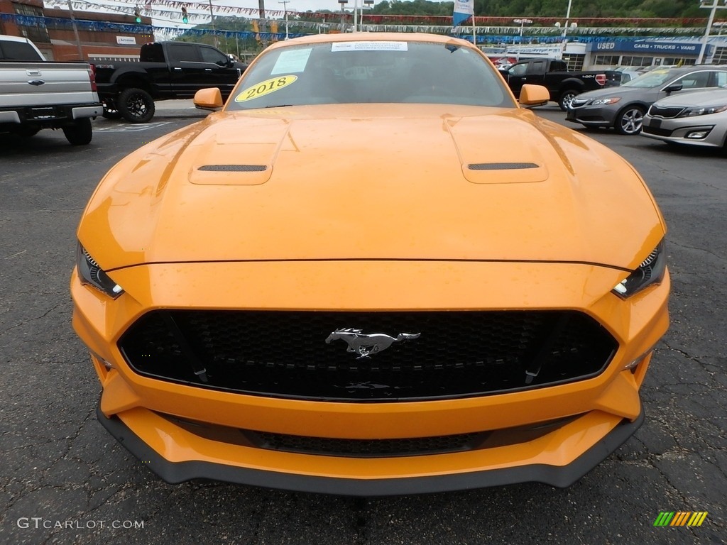2018 Mustang GT Premium Fastback - Orange Fury / Ebony photo #8