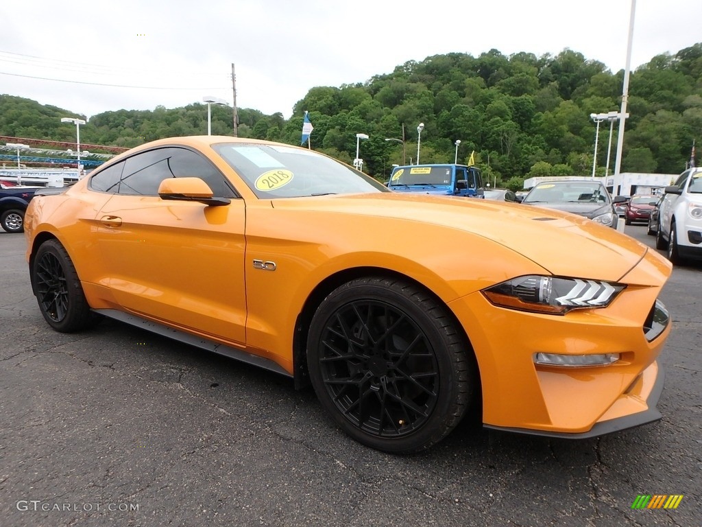 2018 Mustang GT Premium Fastback - Orange Fury / Ebony photo #9