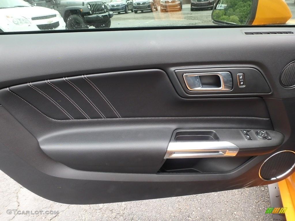 2018 Ford Mustang GT Premium Fastback Ebony Door Panel Photo #133377656