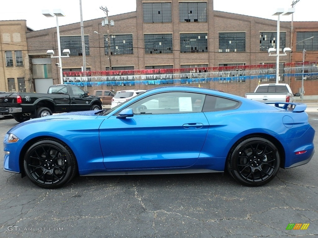 Velocity Blue 2019 Ford Mustang EcoBoost Fastback Exterior Photo #133377926