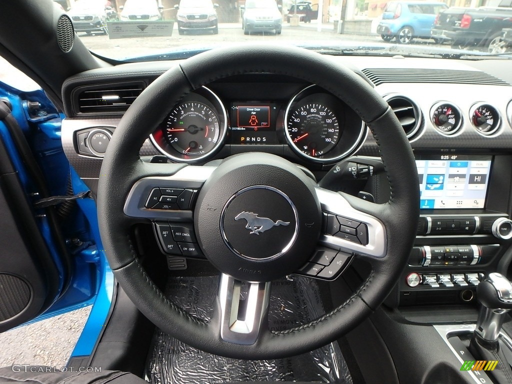 2019 Ford Mustang EcoBoost Fastback Ebony Steering Wheel Photo #133377965