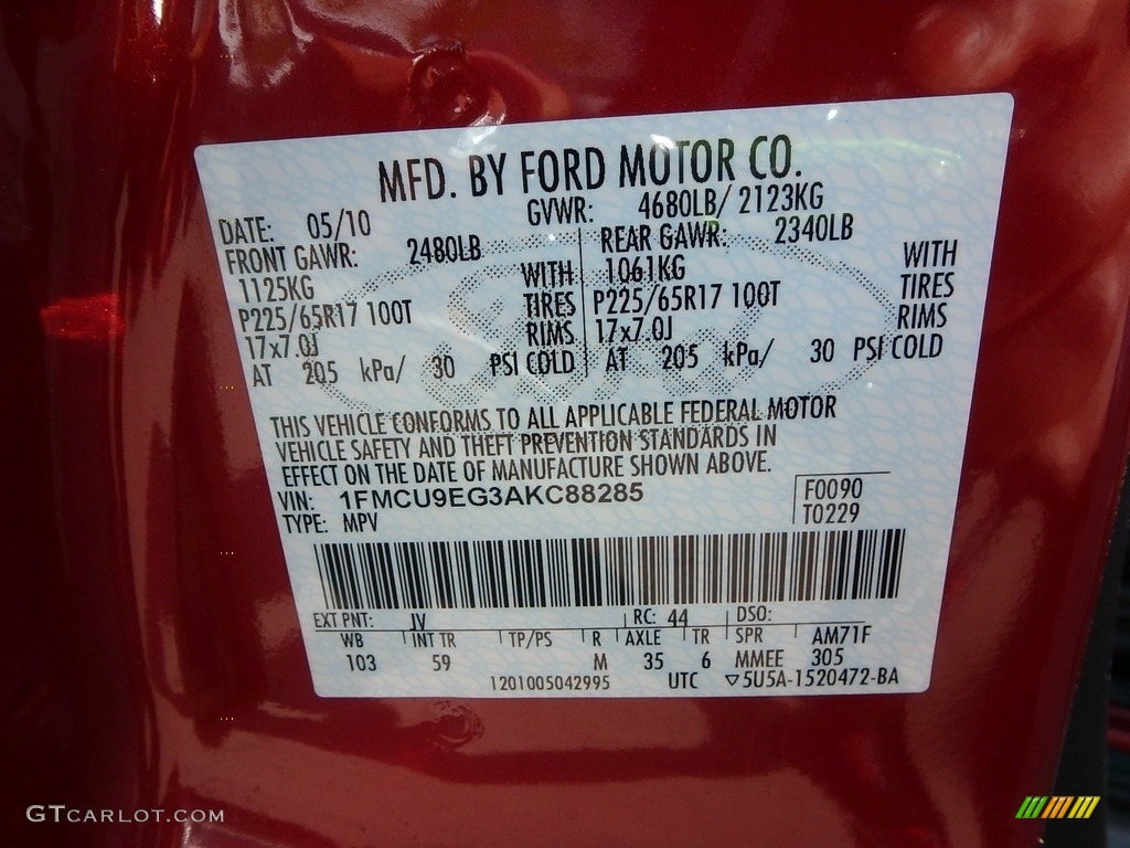 2010 Escape Limited V6 4WD - Sangria Red Metallic / Charcoal Black photo #4