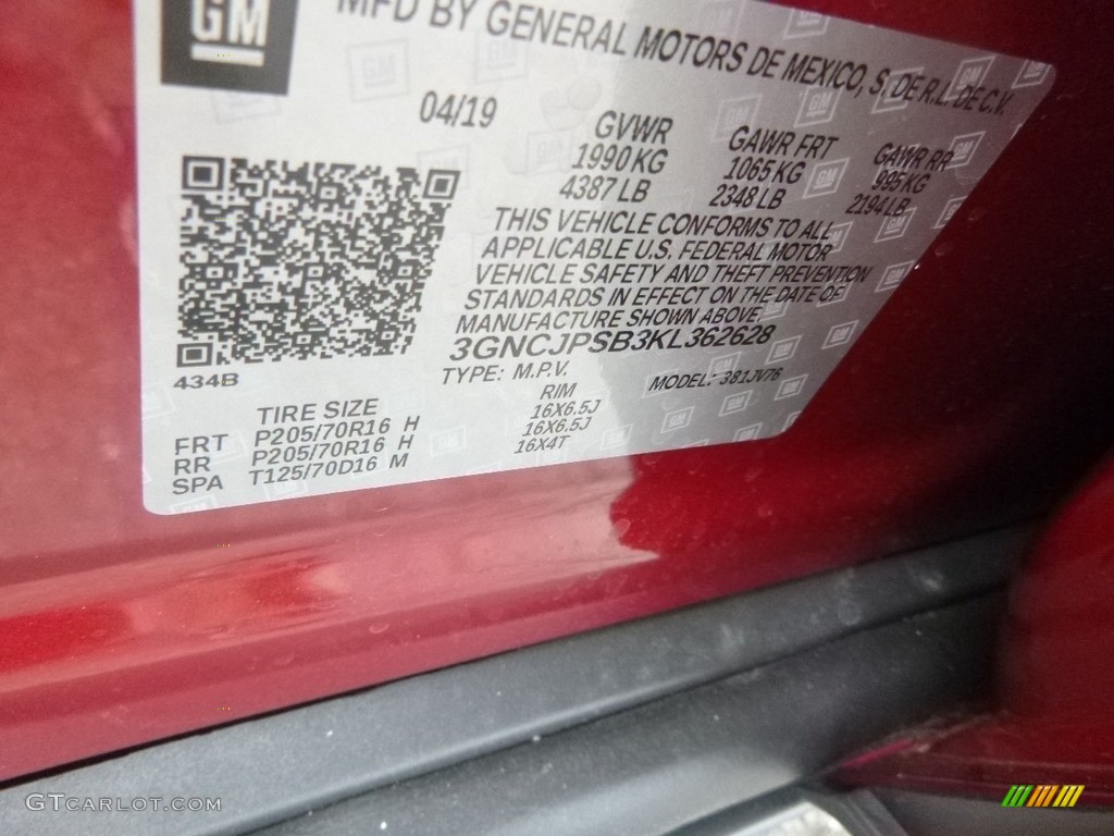 2019 Trax LT AWD - Cajun Red Tintcoat / Jet Black photo #16