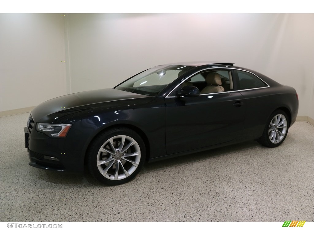 2013 A5 2.0T quattro Coupe - Moonlight Blue Metallic / Velvet Beige/Moor Brown photo #3
