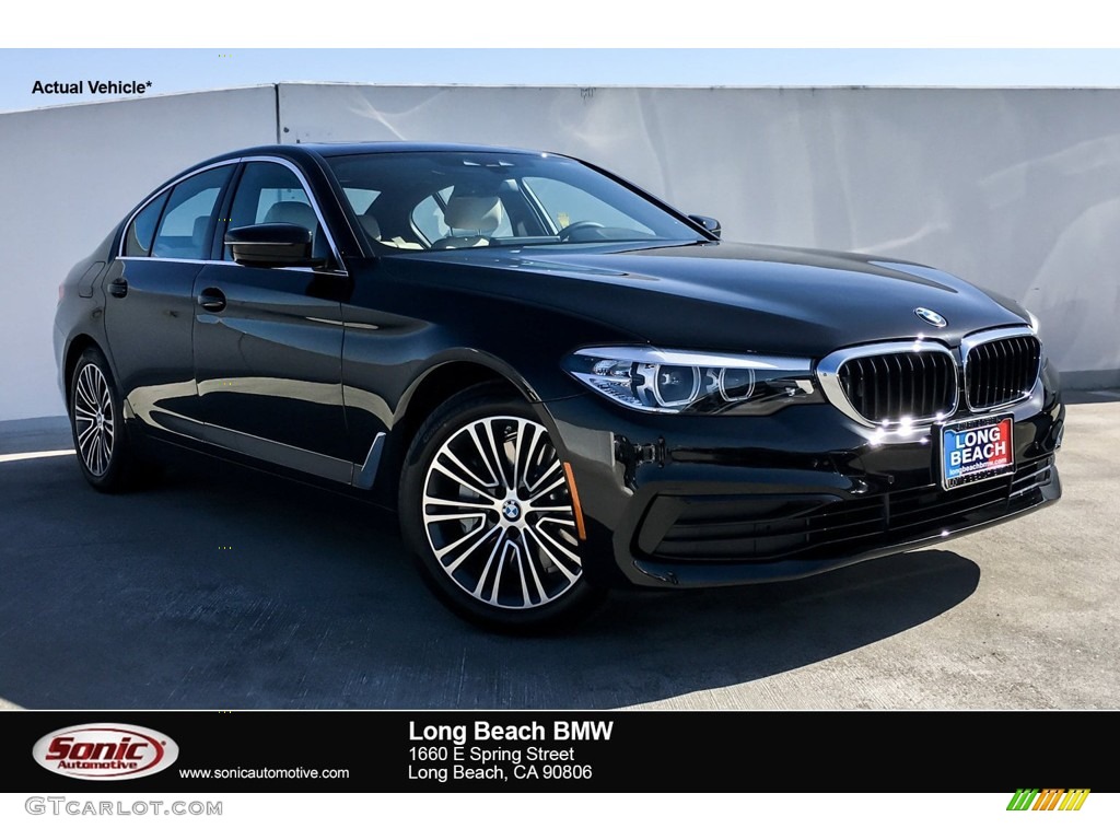 2019 5 Series 530i Sedan - Jet Black / Canberra Beige/Black photo #1