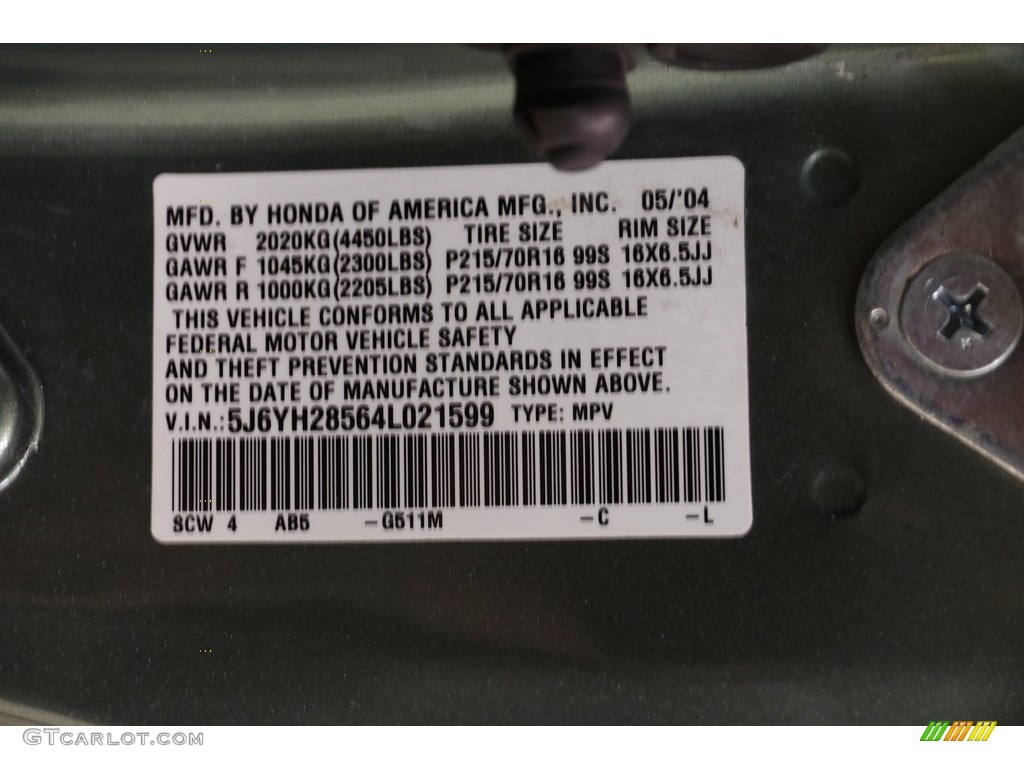2004 Element EX AWD - Galapagos Green Metallic / Gray photo #16