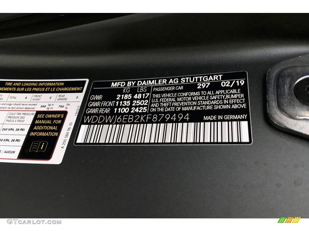 2019 C Color Code 297 for designo Selenite Grey Magno (Matte) Photo #133412384