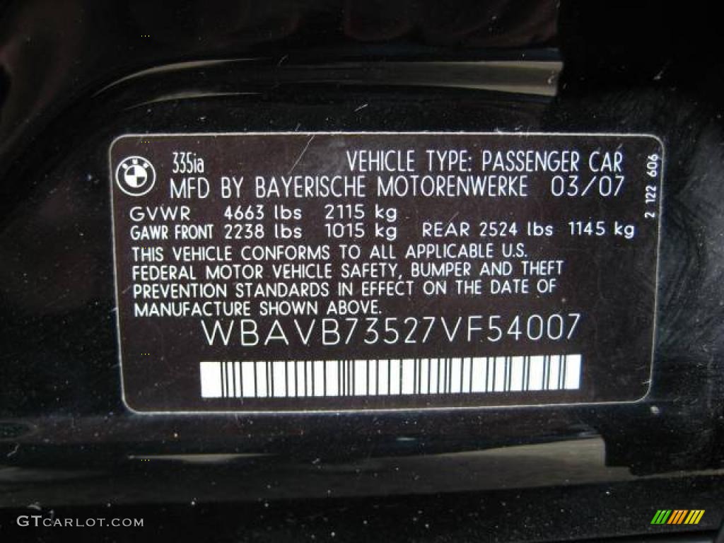 2007 3 Series 335i Sedan - Jet Black / Terra/Black Dakota Leather photo #24