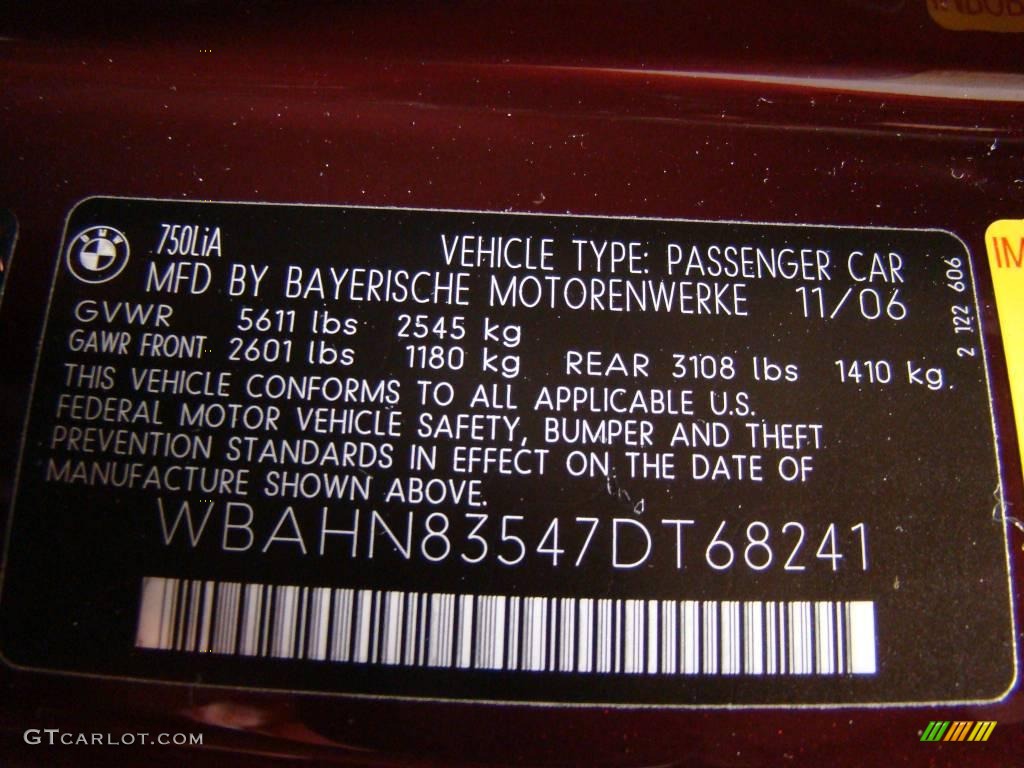 2007 7 Series 750Li Sedan - Barbera Red Metallic / Black photo #16