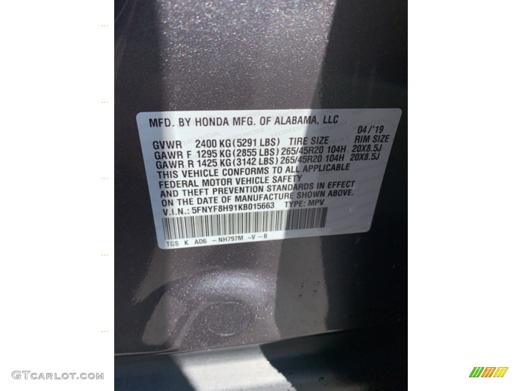 2019 Passport Color Code NH797M for Modern Steel Metallic Photo #133425625