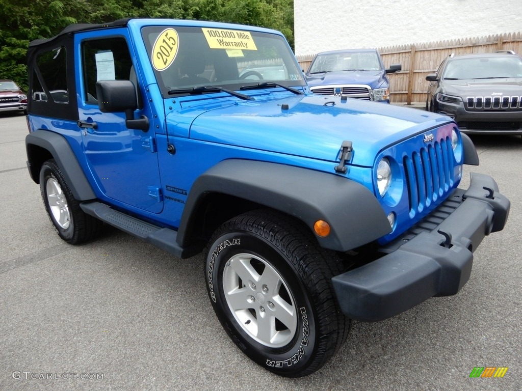 2015 Wrangler Sport 4x4 - Hydro Blue Pearl / Black photo #8
