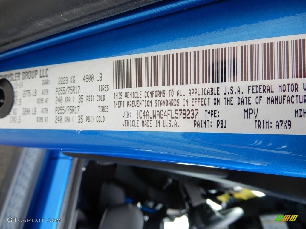 2015 Wrangler Sport 4x4 - Hydro Blue Pearl / Black photo #16